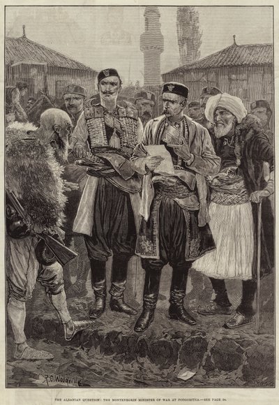 Die albanische Frage, der montenegrinische Kriegsminister in Podgorica von Richard Caton Woodville junior